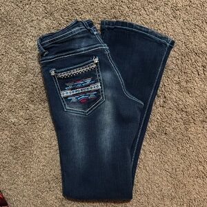 Women's Embroidered Dark Blue Jeans